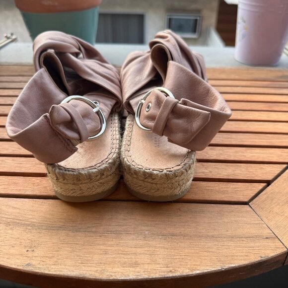 Allsaints Womens Rise Espadrille Sandals in Blush Pink With Knotted Leather Stra - Picture 6 of 8